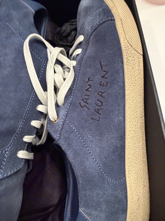 Saint Laurent Other - Saint Laurent Navy Suede Low-Top Sneakers with Contrast Laces